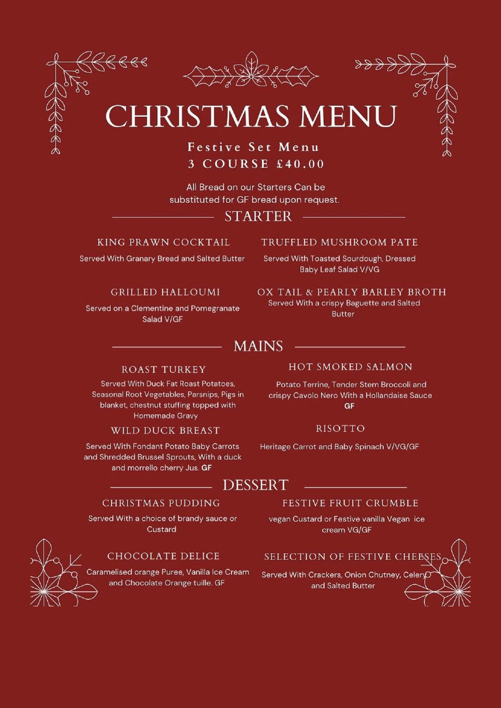 Christmas Festive Menu 2025