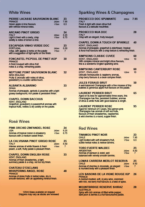 Image of The St Mildred's Bay Drinks Menu