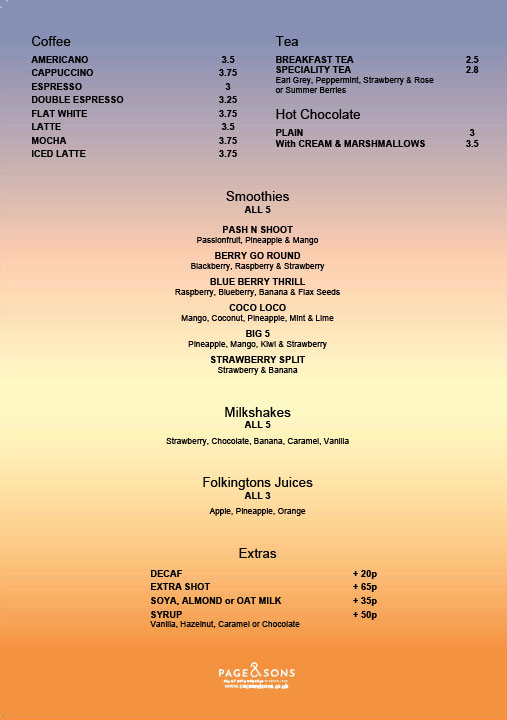 Image of The St Mildred's Bay Drinks Menu