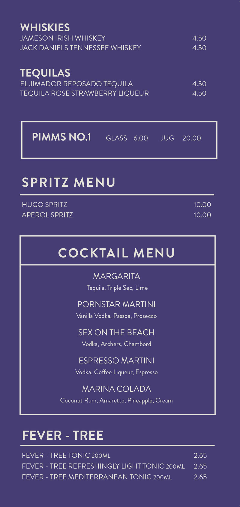 Marina's Drinks Menu Page 3