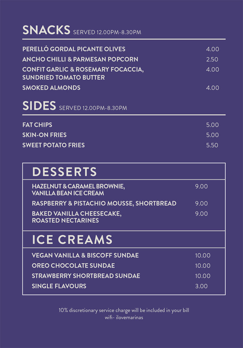 Marina's Food Menu Page 4