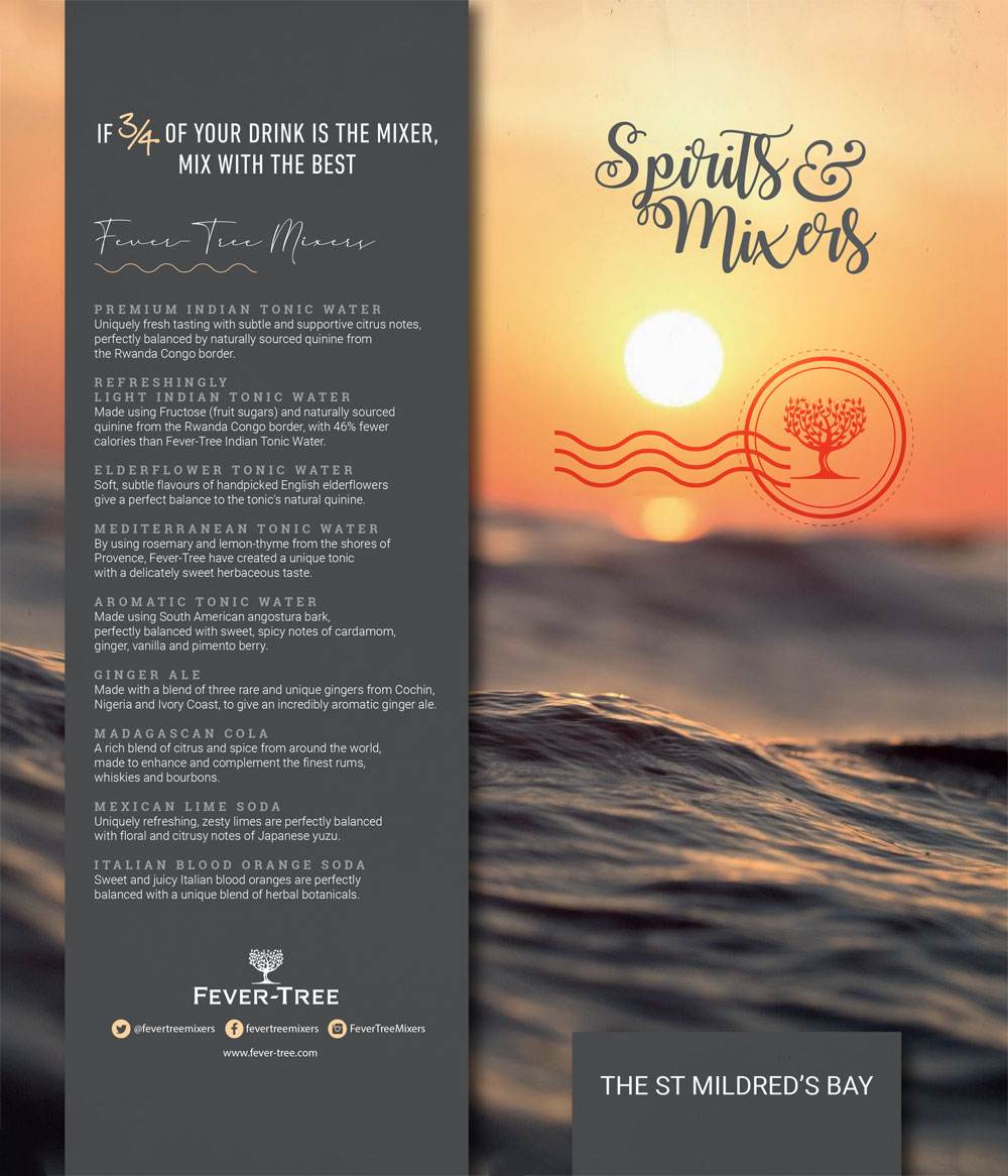 Image of The St Mildred's Bay Fever Tree Menu